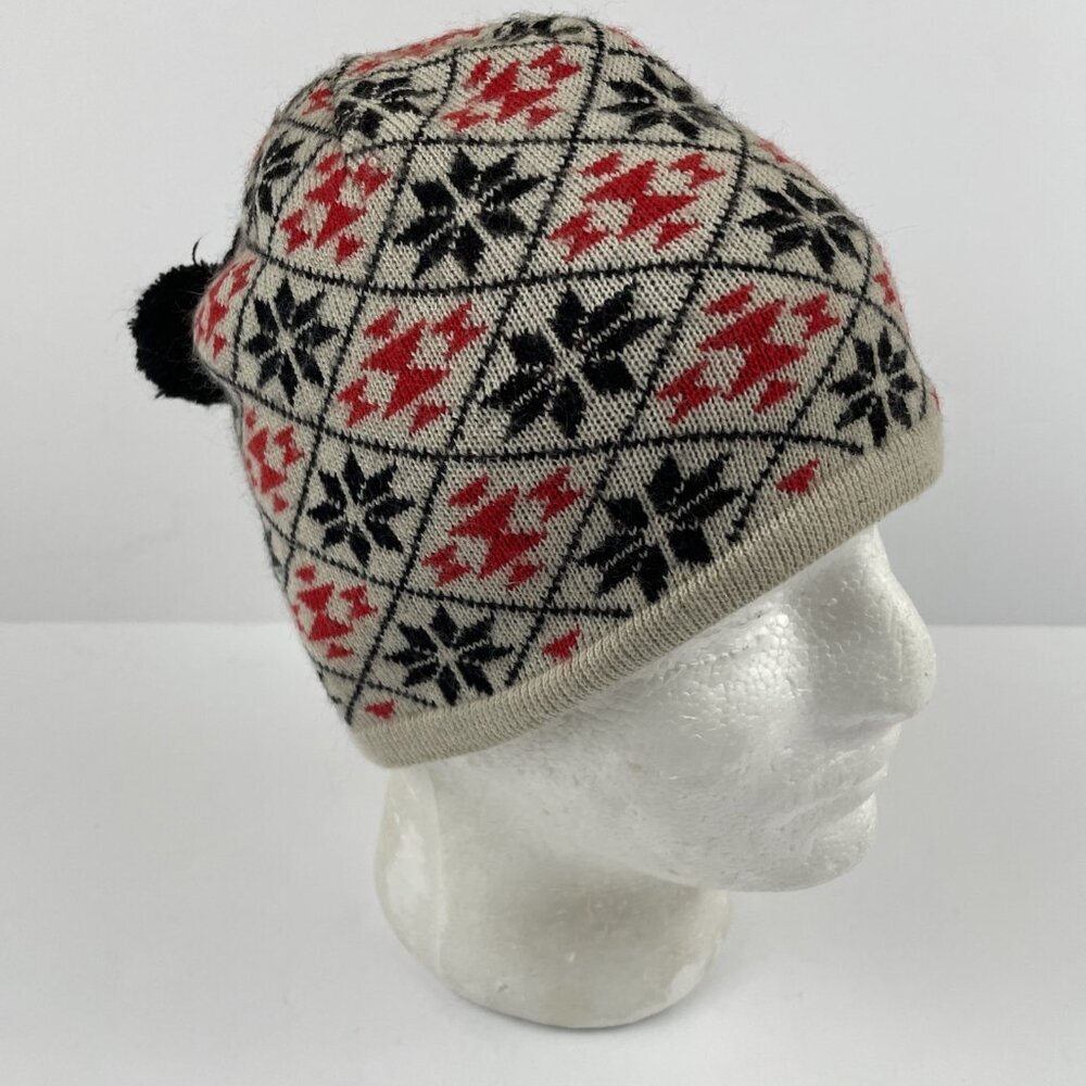The North Face Fair Isle Beanie Adult OS Fleece Lined Top Tassel Pom Knit Winter